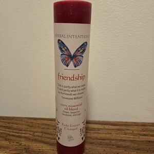 Red Friendship Candle with Butterfly Design